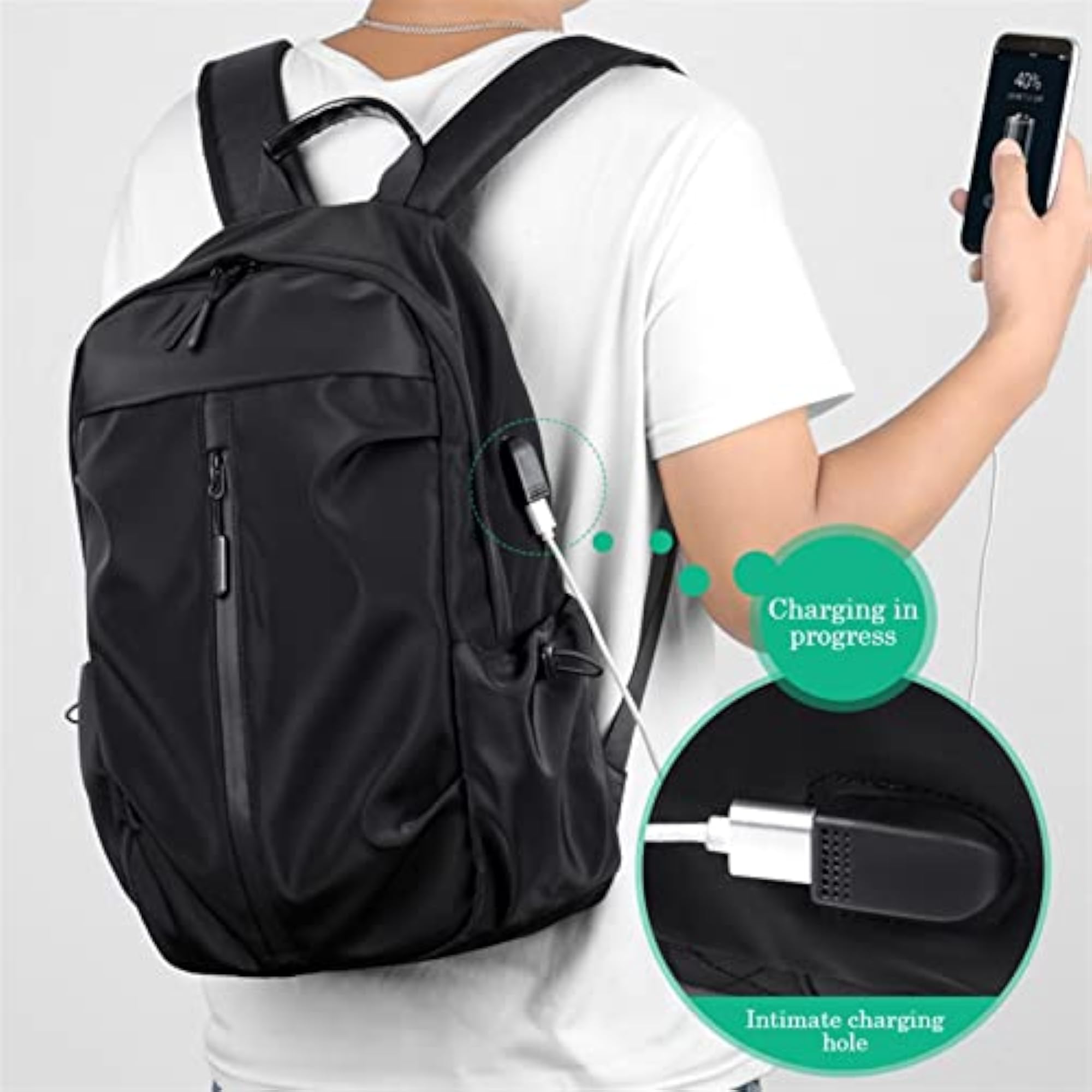 Multifunctional USB Charging Oxford Backpack for Men